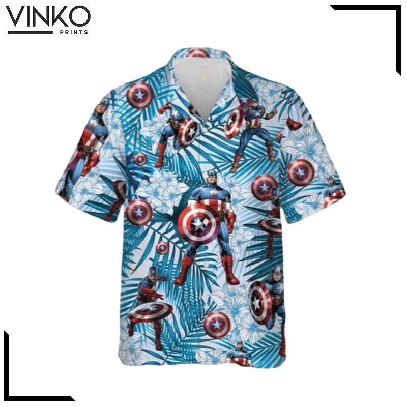 T-Shirt Hawaiian Prints Marvel Comics Off】On Best Vinko America –【Sale Captain