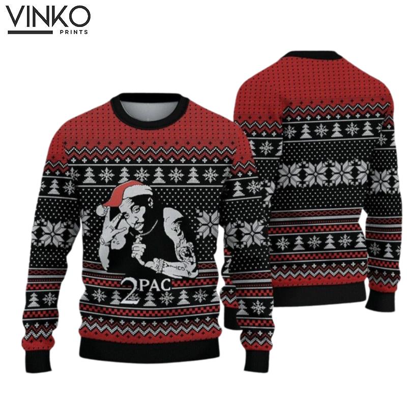 2 PAC Rapper 3D Ugly Christmas Sweater