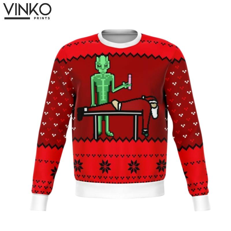 2022 Alien And Santa Dildo Funny Ugly Christmas Sweater