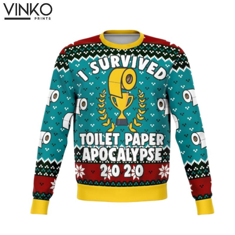 2022 Survived Toilet Paper Apocalypse 2020 Ugly Christmas Sweater