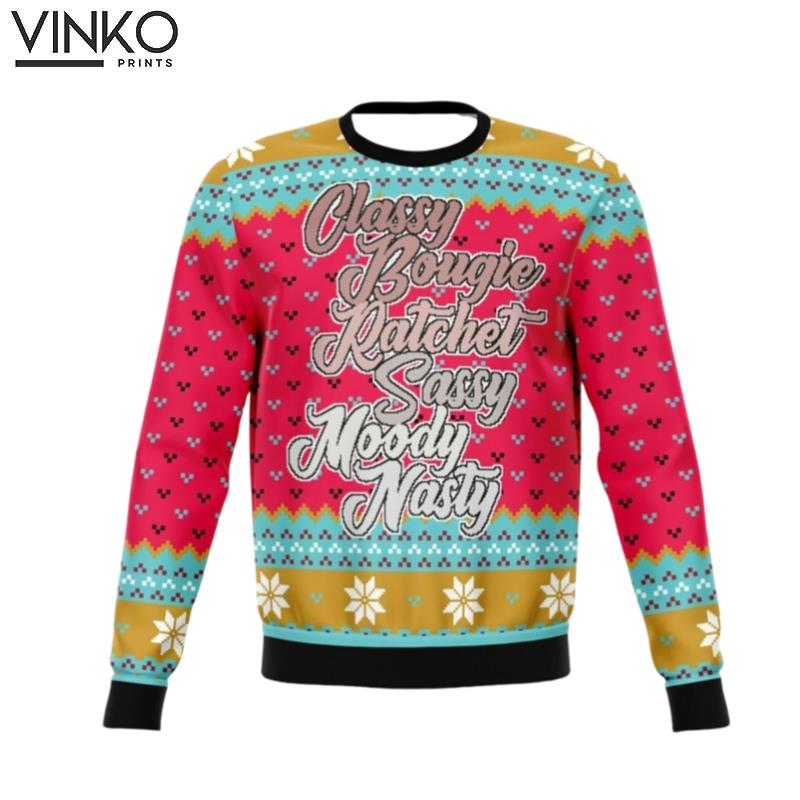 2022 Tik Tok Classy Bougie Ratchet Ugly Christmas Sweater