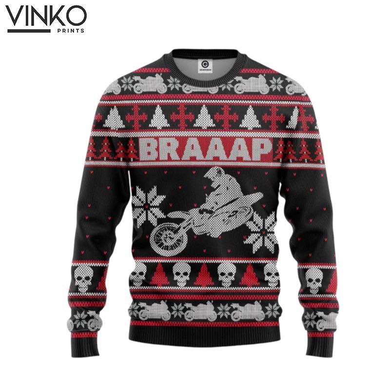 3D Braaap Dirt Bike Ugly Christmas Sweater