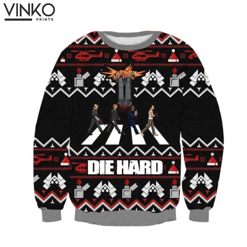 3D Die Hard Four Men Walk Xmas Ugly Christmas Sweater