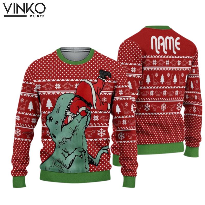 3D Dinosaur Ugly Christmas Sweater