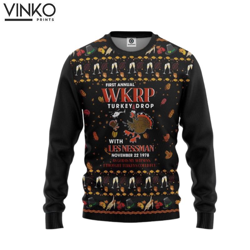 3D First Annual WKRP Turkey Drop Ugly Christmas Sweater