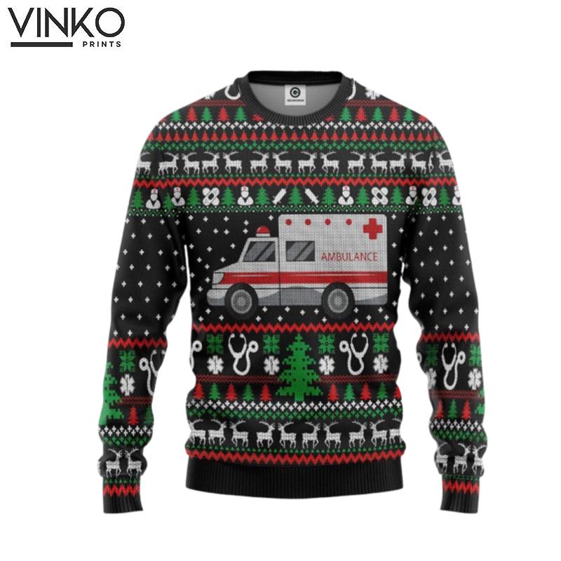 3D Paramedic Logo Ambulance Ugly Christmas Sweater