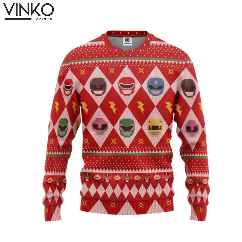 3D Power Rangers Ugly Christmas Sweater