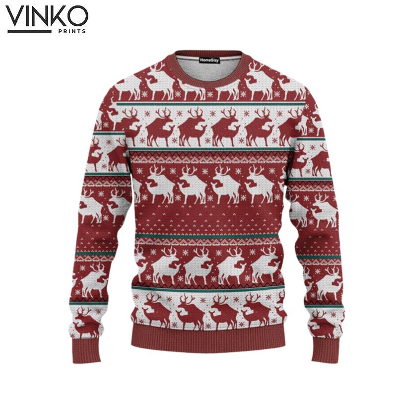 3D Red Reindeer Christmas Ugly Christmas Sweater