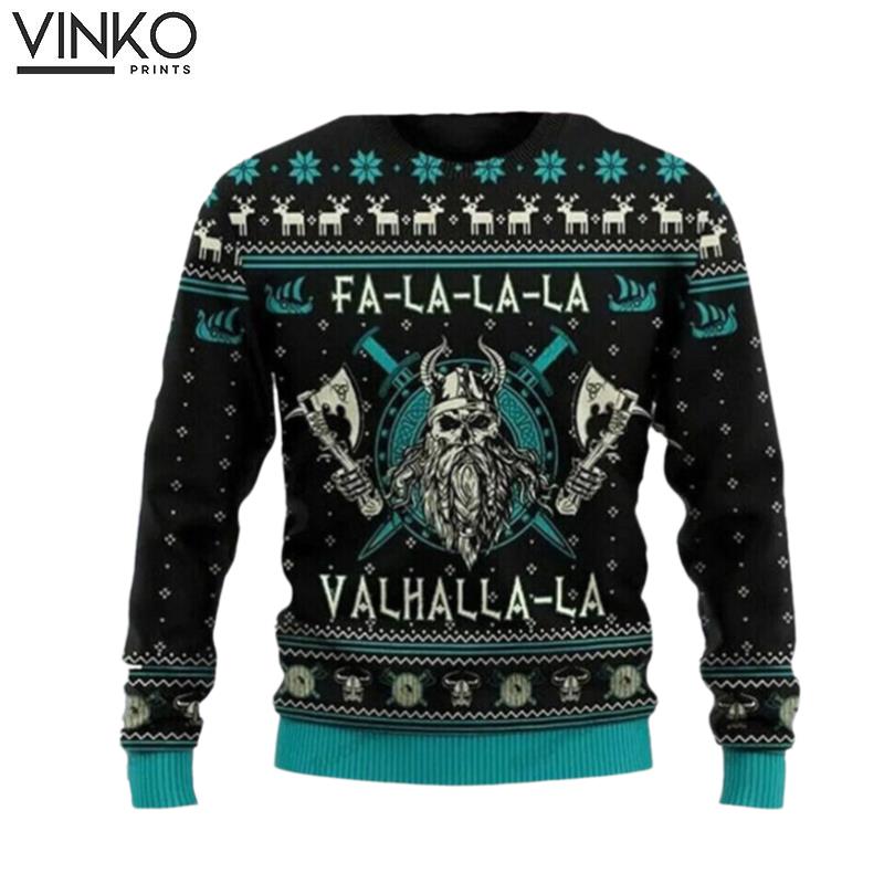 3D Vikingss FA La La Teal Vikingss Movie Lovers Gift Ugly Christmas Sweater