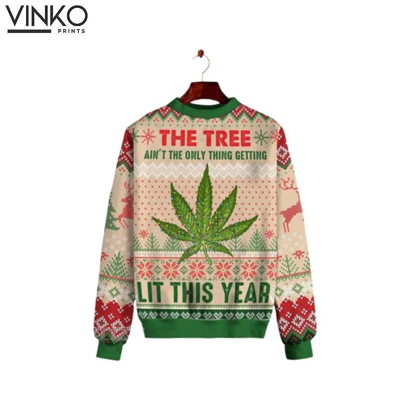 420 Cannabis Marijuana Weed Lit This Year Knitting Pattern Ugly Christmas Sweater