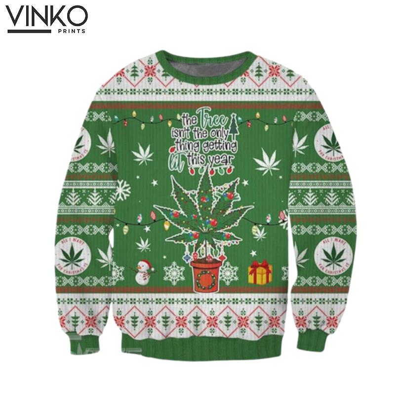 420 Weed Cannabis Marijuana Lit This Year Weed Ugly Christmas Sweater