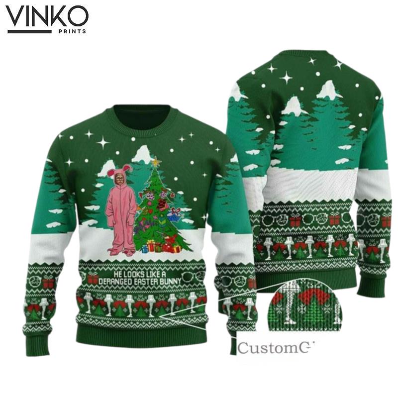 A Deranged Easter Bunny A Christmas Story Christmas Pink Bunny Ugly Ugly Christmas Sweater