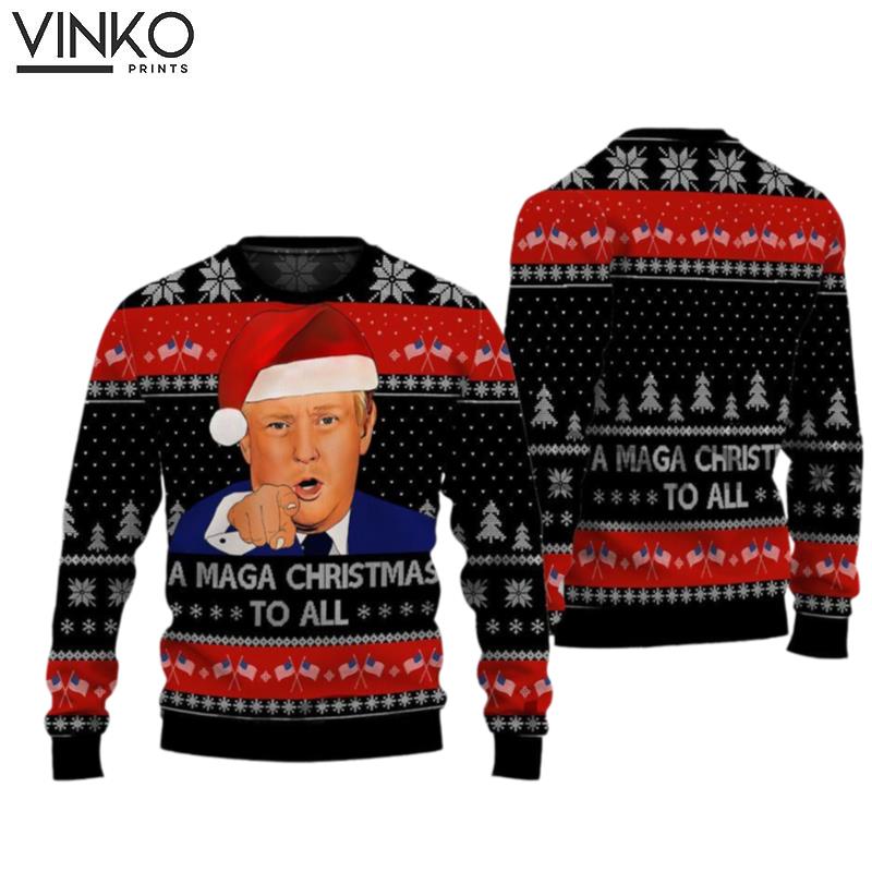 A Maga Christmas To All Donal Trump Ugly Christmas Sweater