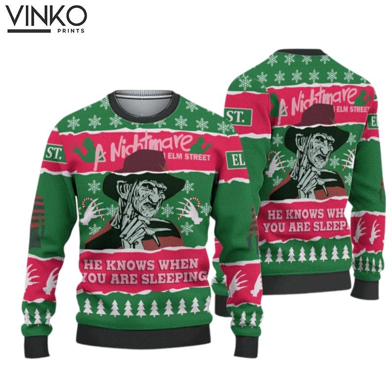 A Nightmare Freddy 3D He Knows When You Are Sleeping Ugly Christmas Sweater