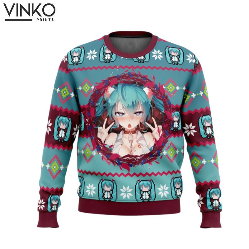 Ahegao Hatsune Miku Ugly Christmas Sweater