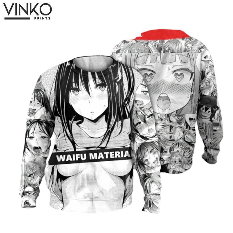 Ahegao Waifu Material Ugly Christmas Sweater