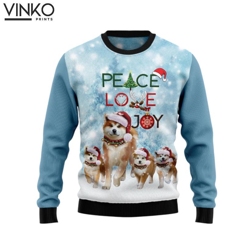 Akita Peace Love Joy D1011 Ugly Christmas Sweater