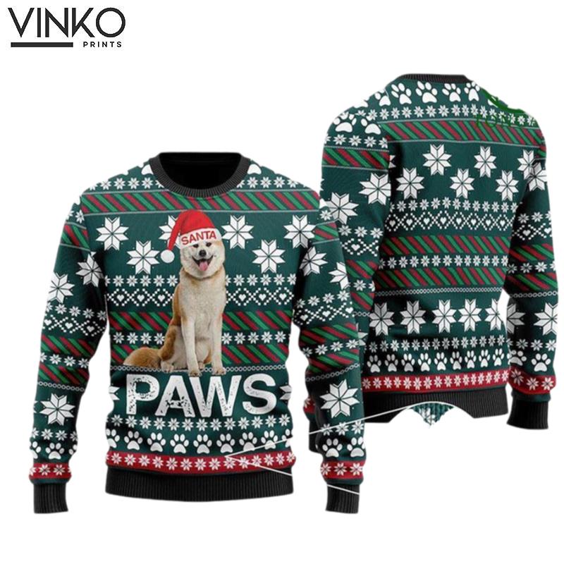 Akita Santa Printed Pet Lover Ugly Christmas Sweater