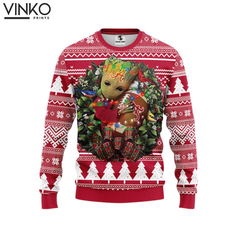 Alabama Crimson Tide Groot Hug Ugly Christmas Sweater