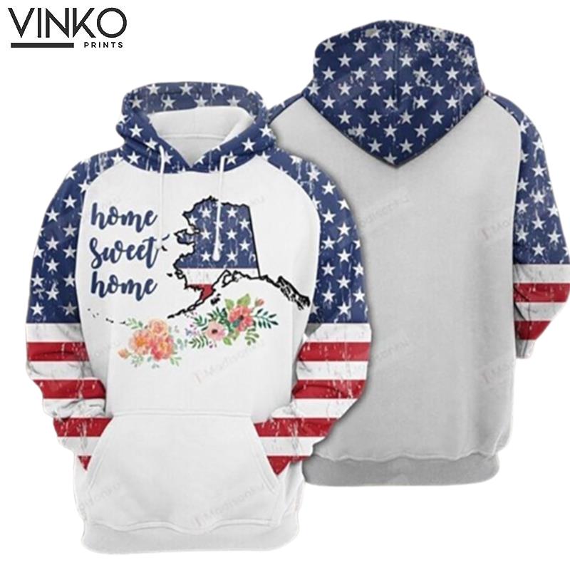 Alaska Home Sweat Home American Flag 3D Hoodie