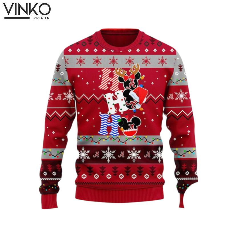 Albm Crimson Tide Hohoho Mickey Ugly Christmas Sweater