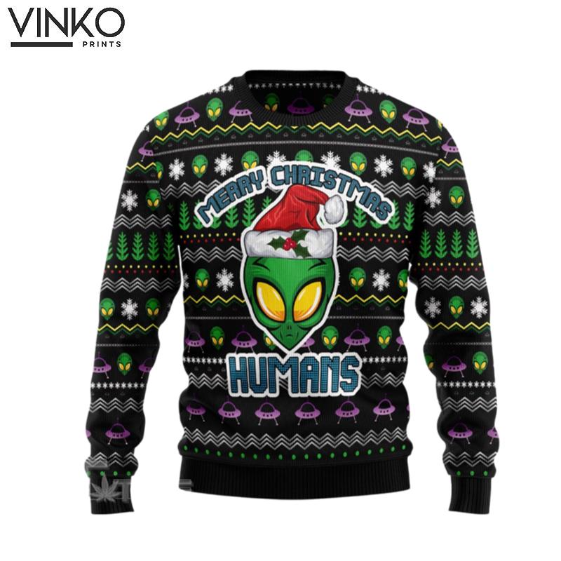 Alien Merry Christmas Humans Ugly Christmas Sweater