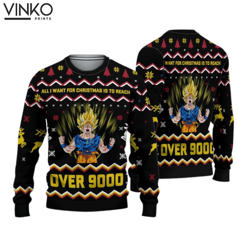 All I Want For Christmas Is To Reach Over 9000 Ugly Christmas Sweater