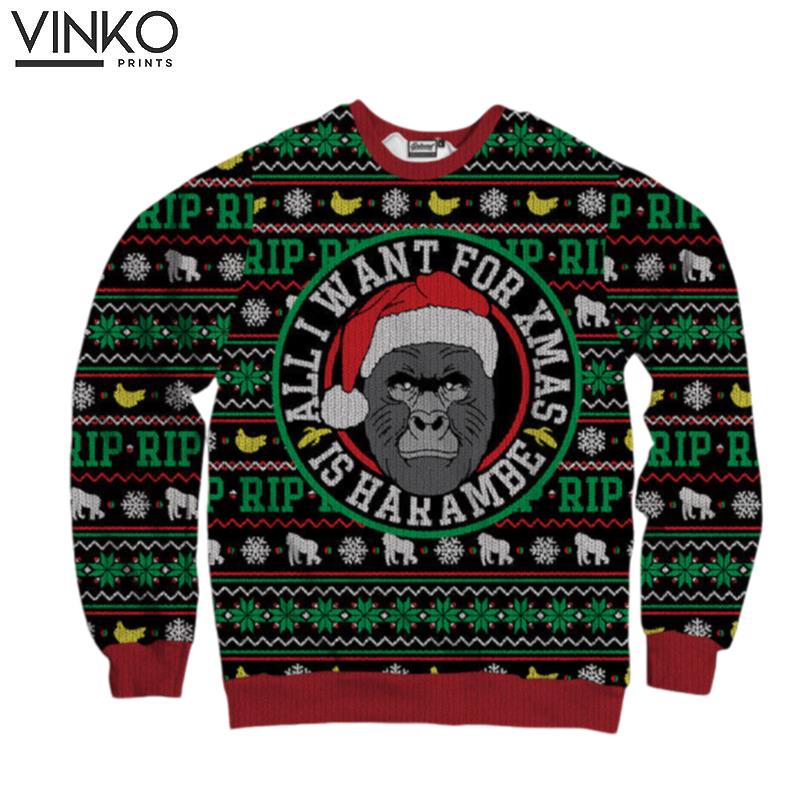 All I Want For Xmas Is Harambe Ugly Christmas Sweater