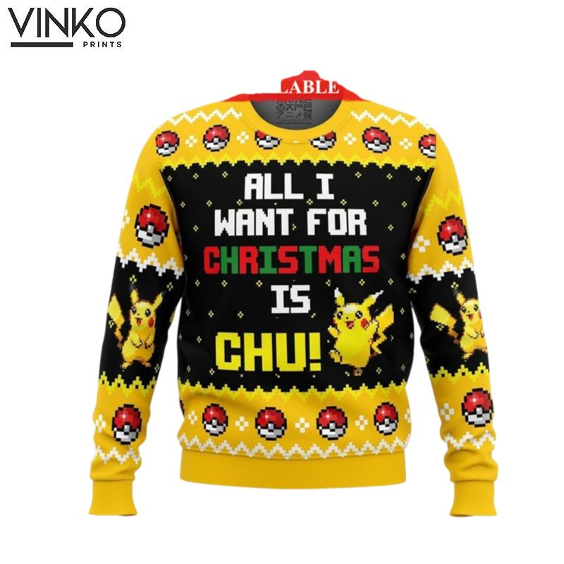 All I Want Picachu PKM Ugly Christmas Sweater