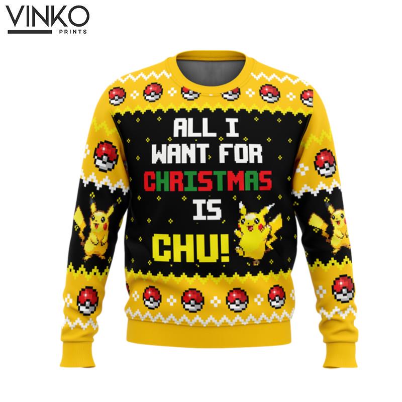 All I Want Picachu Pokemon Ugly Christmas Sweater