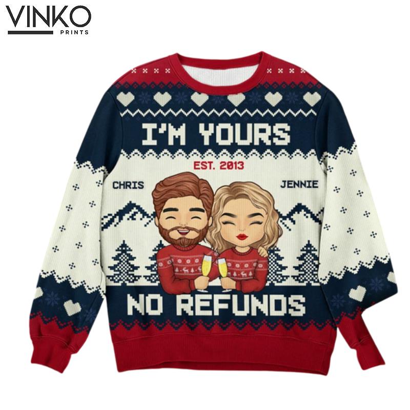 All Of Me Is Yours Couple Personalized Custom Ugly Christmas Sweater