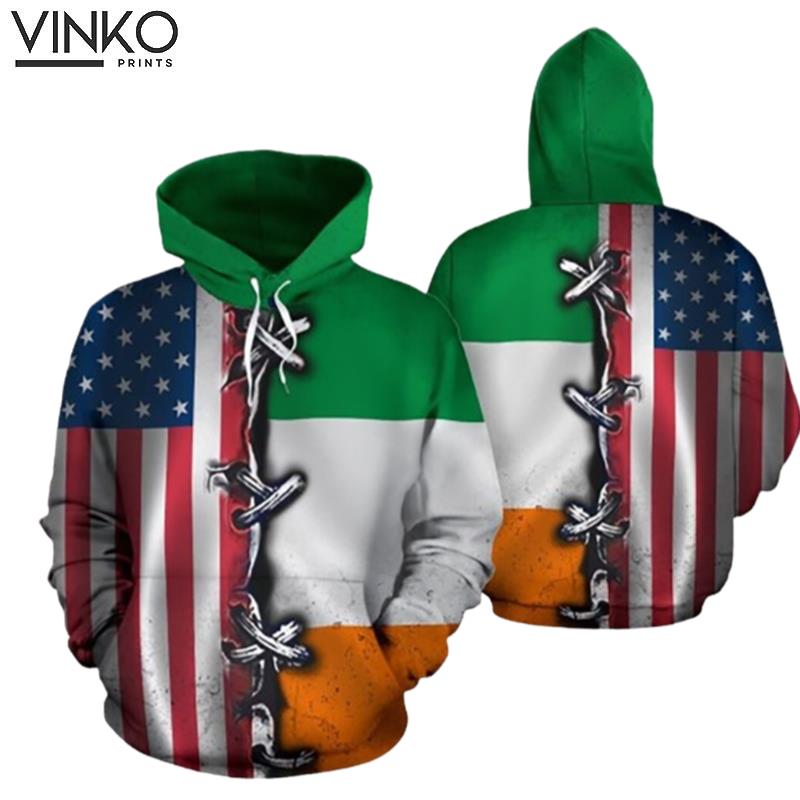 American And Ireland Usa Flag Art Stpatricks Day Hoodie