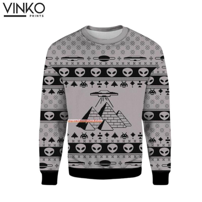 Ancient Alien Pyramid 2022 Christmas Ugly Christmas Sweater