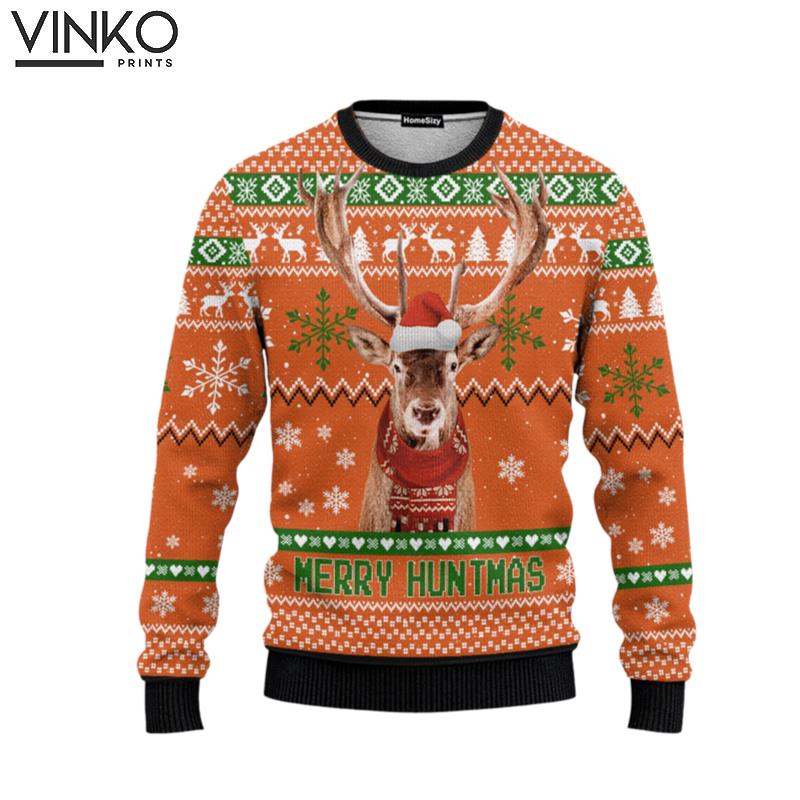 Animal Deer Merry Huntmas Ugly Christmas Sweater