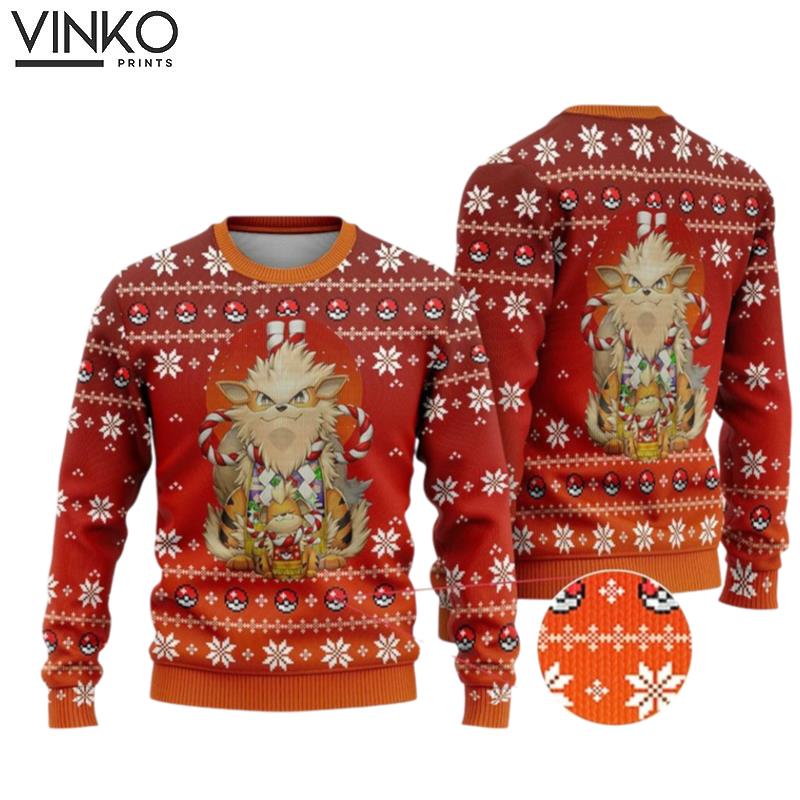 Anime Arcanine Arcanine Christmas Anime Christmas Ugly Christmas Sweater