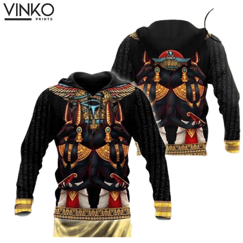 Anubis Horus Eye And Egyptian Falcon Hoodie