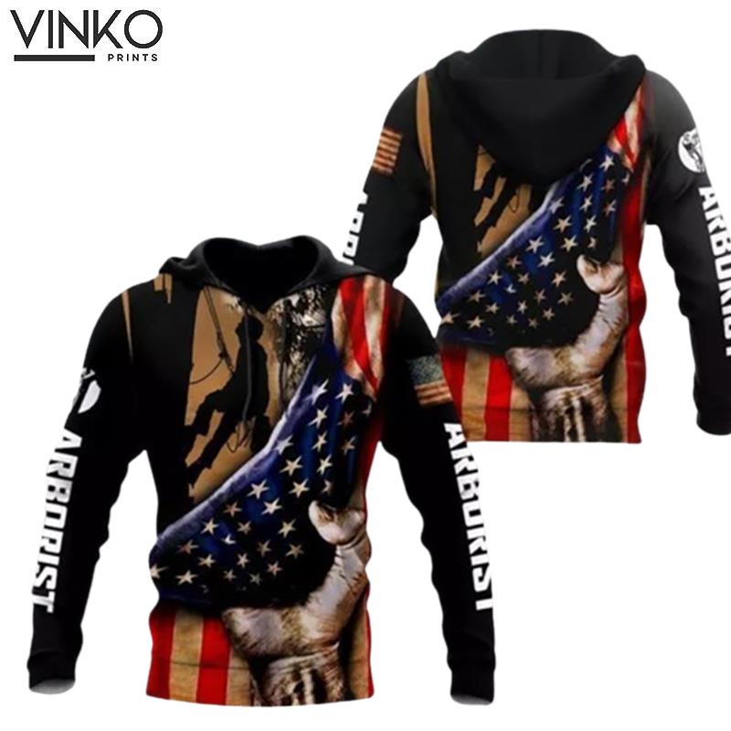 Arborist American Flag Patriotic Hoodie