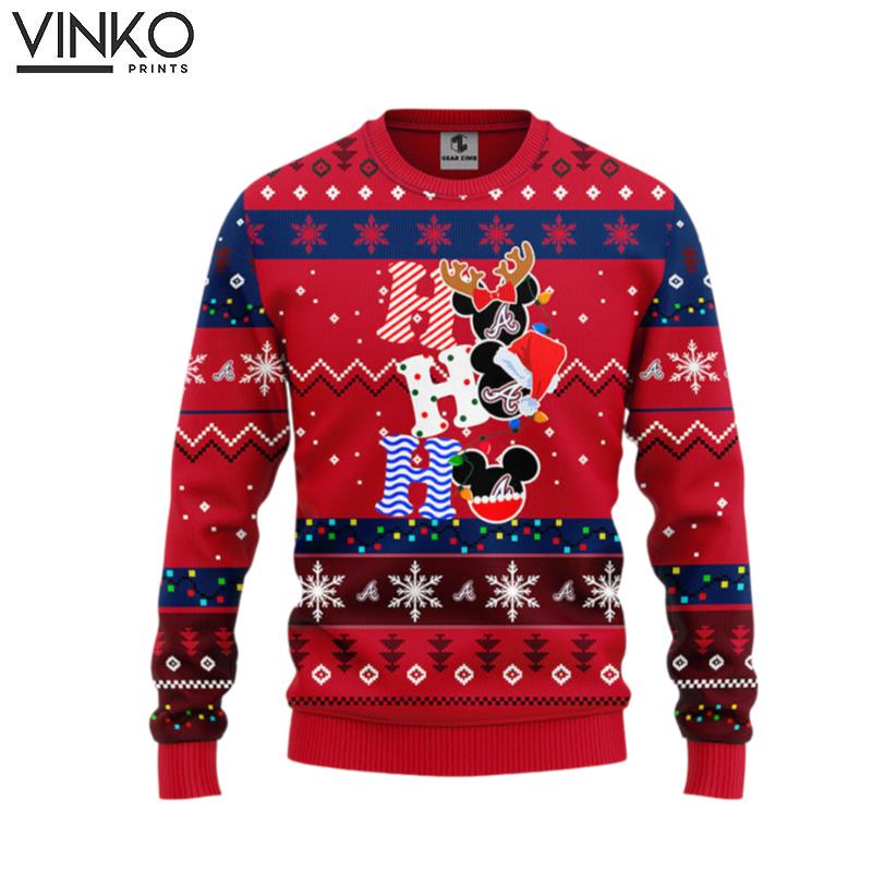 Atlanta Braves Hohoho Mickey Ugly Christmas Sweater