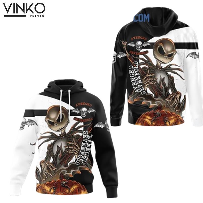 Avenged Sevenfold Mix Jack Skellington Pumpkin Halloween Hoodie