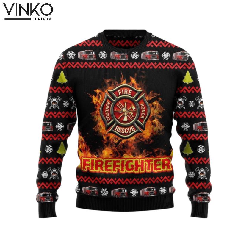 Awesome Firefighter Ugly Christmas Sweater