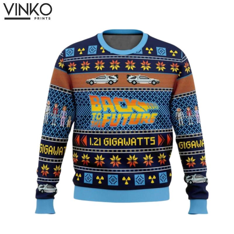 Back To The Future Woolen For Holiday 21 Gigawatts Ugly Christmas Sweater