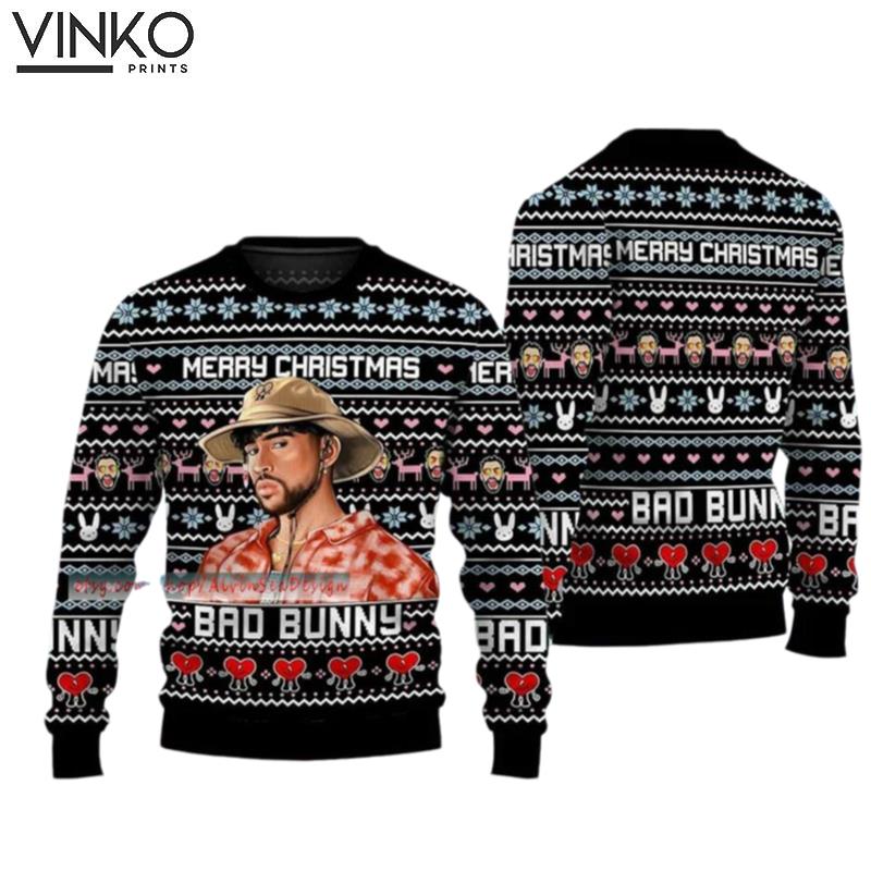 Bad Bunny 3D Ugly Christmas Sweater