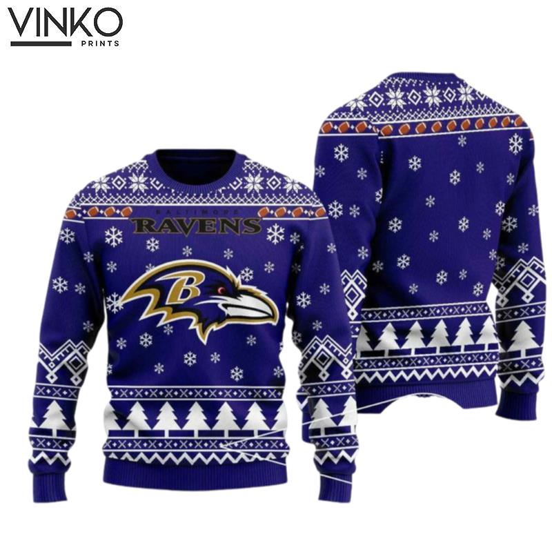 Baltimore Football Baltimore Raven 3D Ugly Christmas Sweater