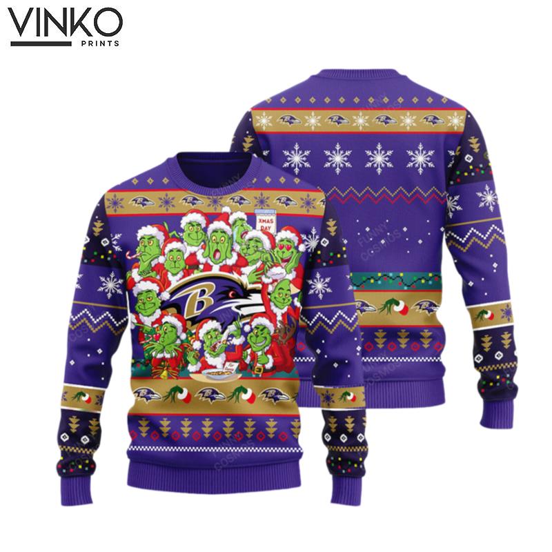 Baltimore Ravens Grin Football Ugly Christmas Sweater