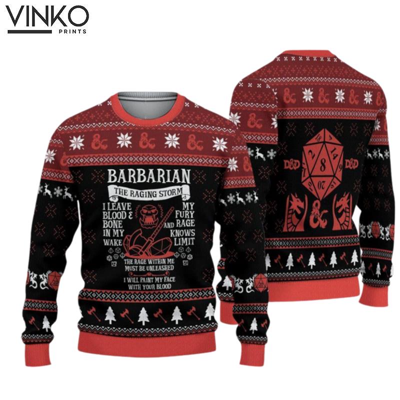 Barbarian DnD Gaming Ugly Christmas Sweater