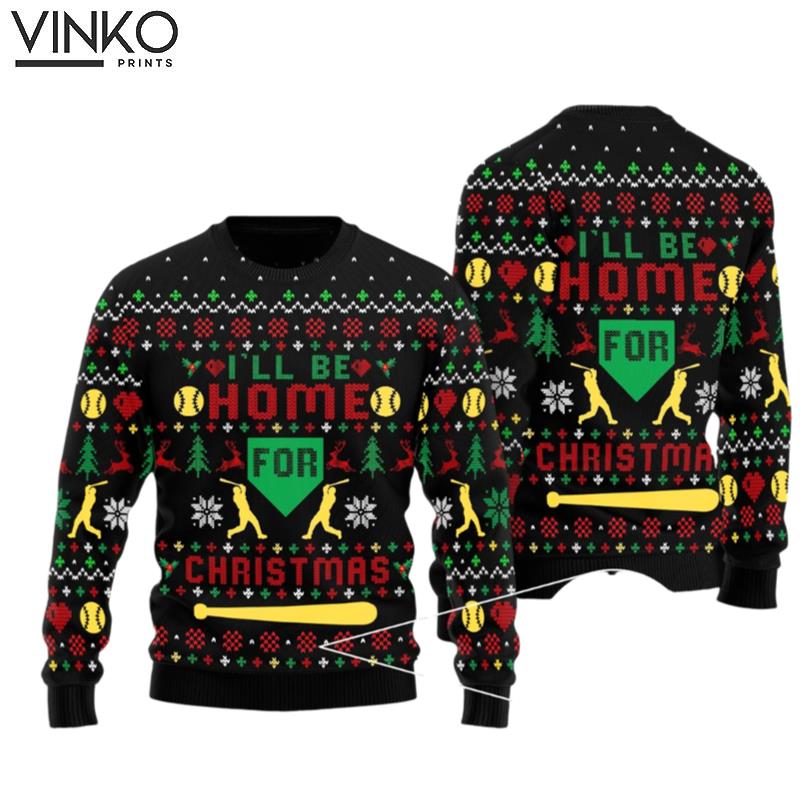 Baseball Home Run Ugly Christmas Sweater