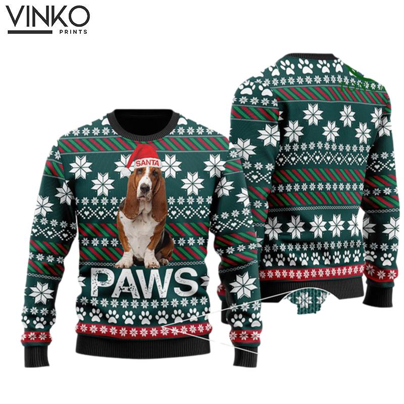 Basset Hound Santa Printed Ugly Christmas Sweater