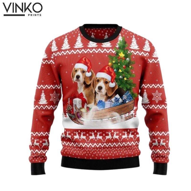 Beagle Dashing 3D Ugly Christmas Sweater