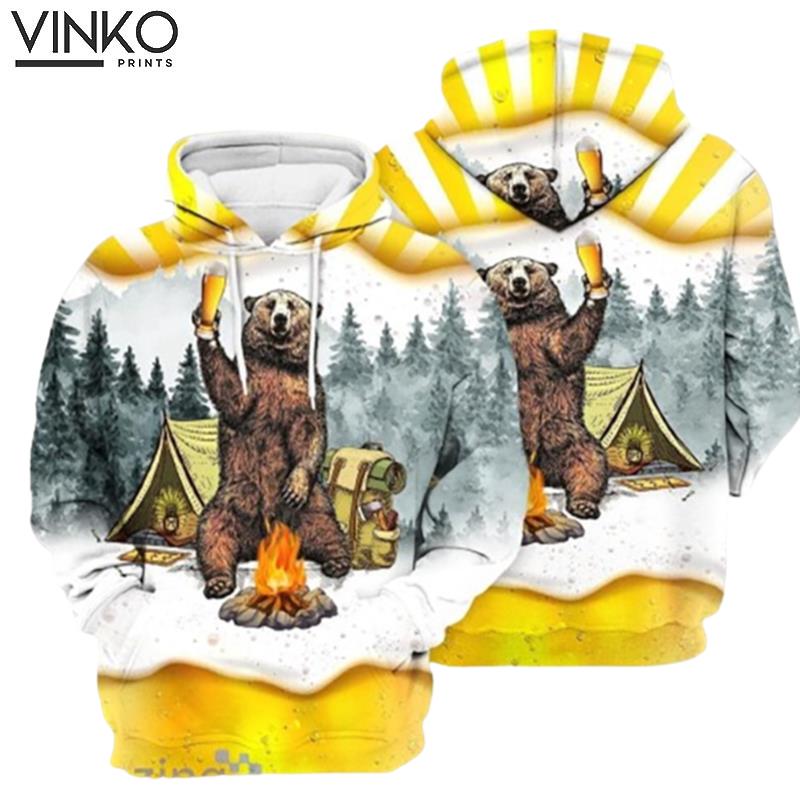 Bear And Beer Camping Hoodie