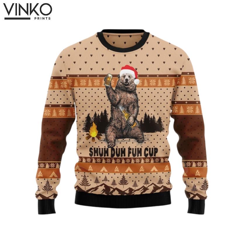 Bear Beer Campfire Fuh Cup Wool for men and women Ugly Christmas Sweater